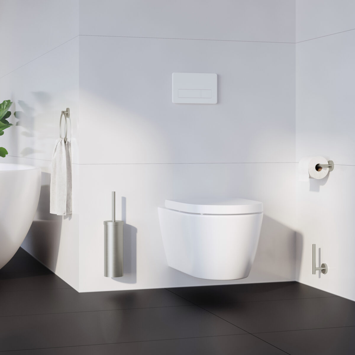 Smedbo HOME WC-borstelgarnituur- Geborsteld nikkel - Afbeelding 2