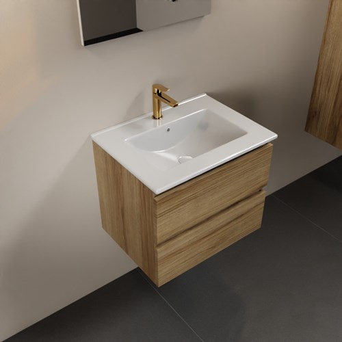 Mondiaz AIVY 60cm badmeubel Chai, wastafel glanzend wit keramiek midden 1 kraangat