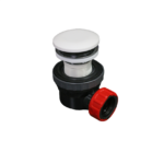 MONDIAZ - Ruimte besparende click sifon 6,7cm hoog Solid surface rond Talc